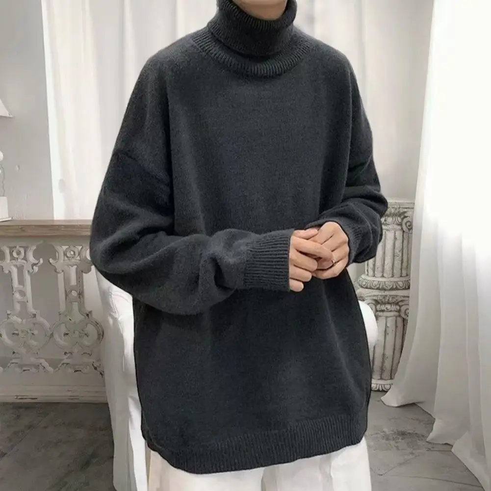 

Защищенный от холода эластичный мужской повседневный Свободный вязаный пуловер оверсайз Топ уличная одежда