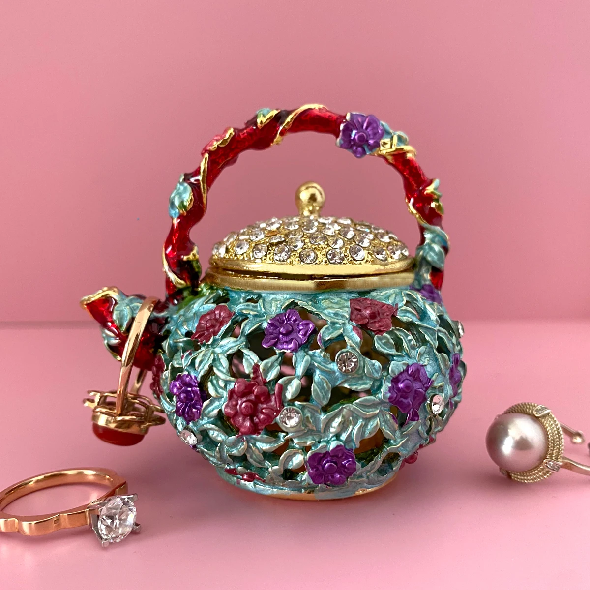 12 Styles Jewelry Trinket Box Hinged Metal Enameled Figurines Hand Painted Storage Case Wedding Ring Holder Home Dresser Decor