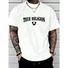 2025 New TRUE RELIGION Letter Fun Printed Cotton Men's T-shirt Fashion Loose Casual Daily Trend Large Round Neck Street T-shirt 2