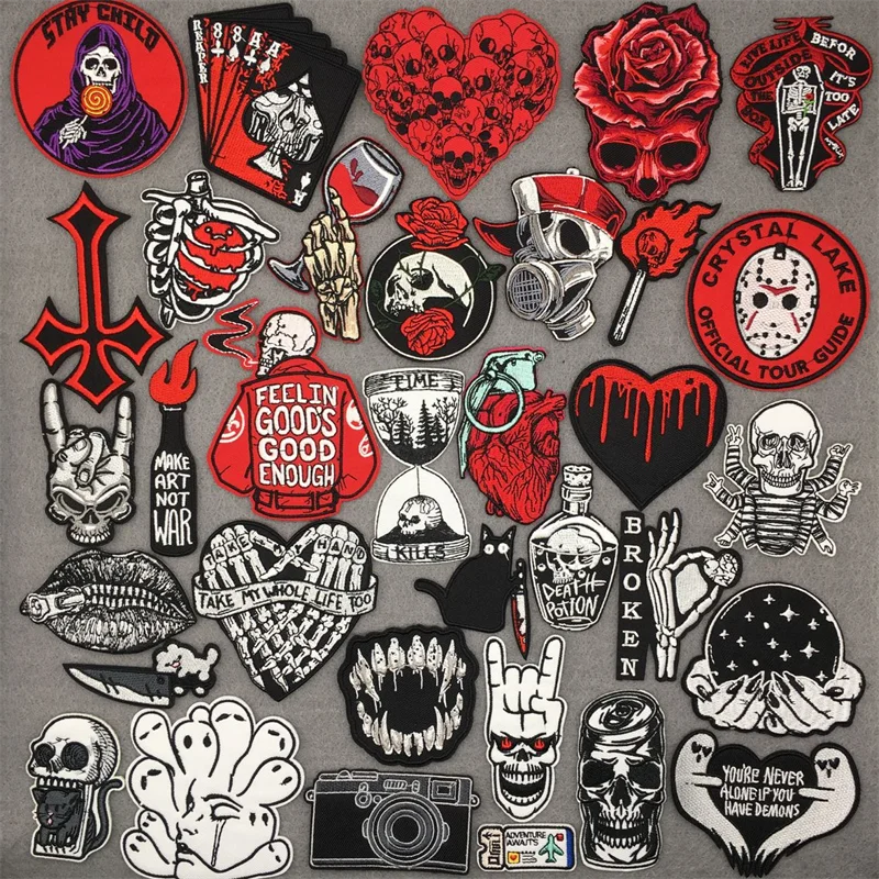 Feeling Good Embroidery Patch for Clothing Punk Iron on Patches Appliques DIY Sewing Clothes Jacket Jeans Home Decoration