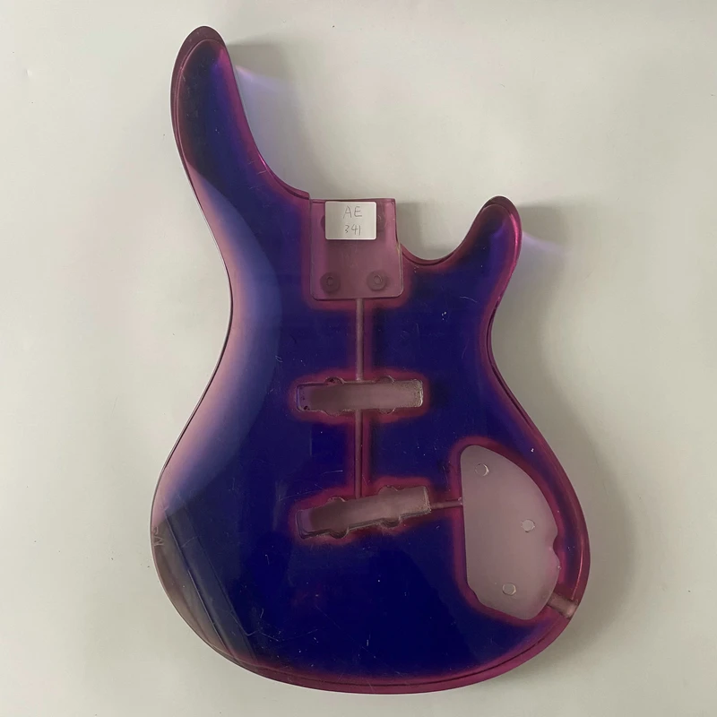 4 String Active Pickups Bass Guitar Body Acrylic In Transparents Purple