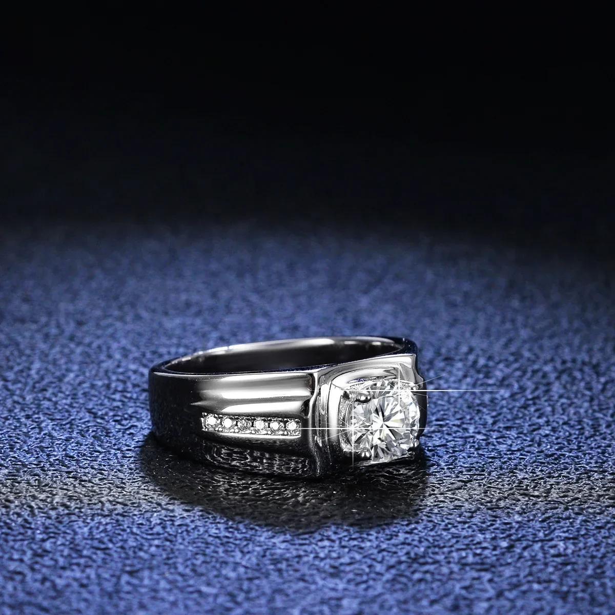 Platinum Pt950 Men Ring 1CT Moissanite Diamond Rings for Men Engagement Ring Classic Male's Wedding Jewelry Test Positive