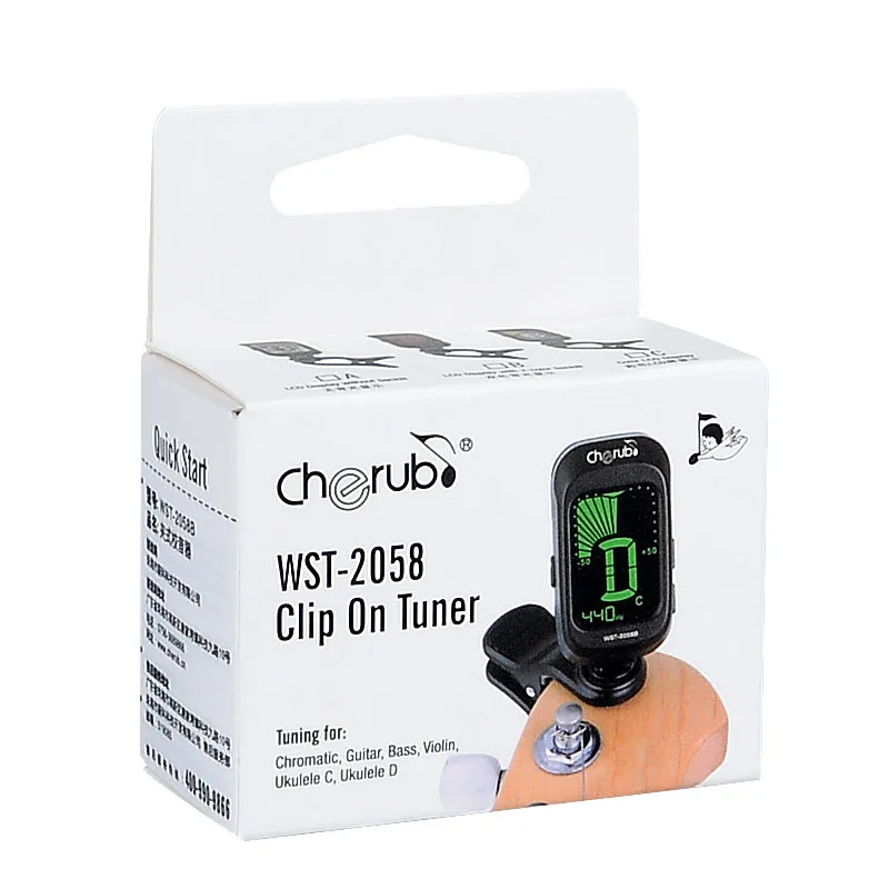 WST-2058B Auto Clip-on Tuner Chromatic Guitar Bass Violin Ukulele C Ukelele D B Bb Flat Tuning LCD Display Backlit Tuner