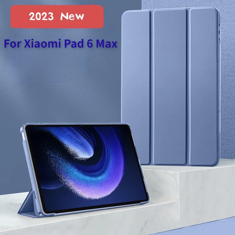 

For Xiaomi Pad 6 Pad6 Max 14 Case 2023 Folding Stand Magnetic Soft Silicone TPU Back Case Cover
