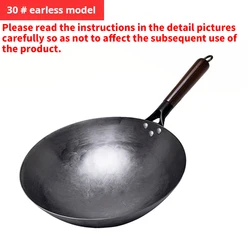 Traditional Hand-Forged Frying Pan with Wooden Handle, 30cm, No Coating - 30cm (Black)