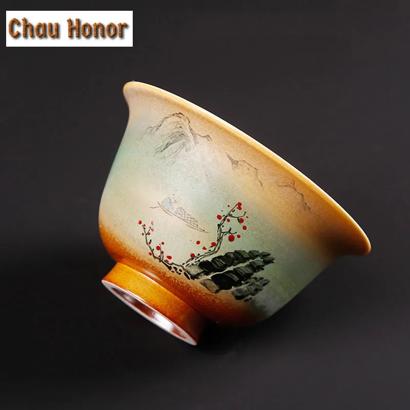 110ml High-end Japanese Tea Tureen Kiln Change Ceramics Tea Tureen Hand Painted Sancai Gaiwan Kung Fu Teaset Accessories Gift