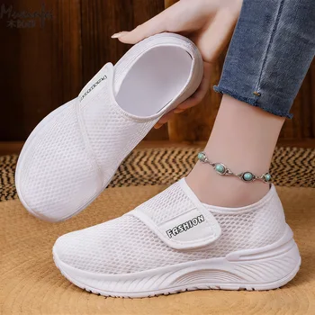Women's Spring New Casual Versatile Mesh Breathable Velcro Soft Bottom Non Tiring Foot Size Hiking Shoes 36-43 1