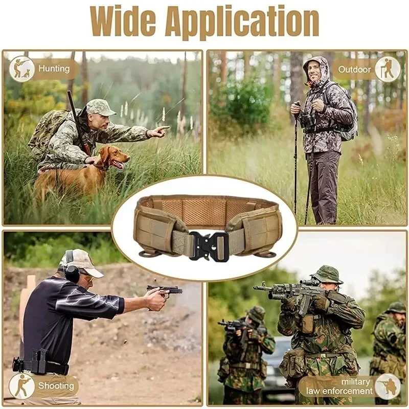 Tactical Battle Belt Airsoft Waist Band Adjustable Quick Release Buckle Outdoor Hunting Thickened Widened Waistbands