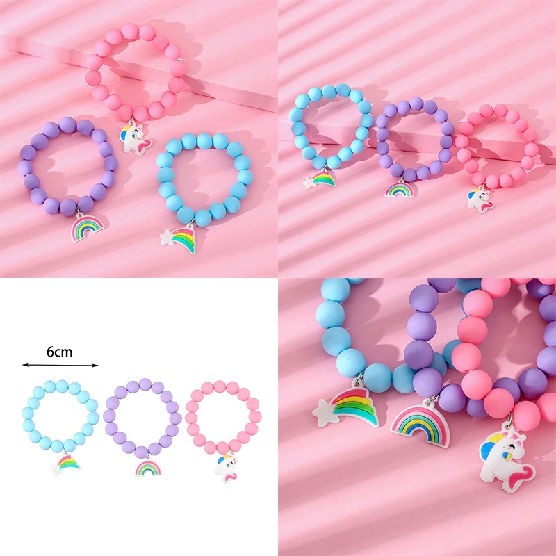 Painted Lollypop Candy Kids Glass Bead Bracelets Two Styles Set