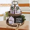 1Set Wooden Tiered Tray Decor Summer Mini Rustic Home Decorations Crafts Desktop Ornaments For Holiday Party Decoration 2