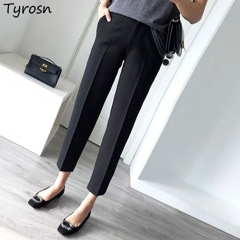 

S-5XL Casual Pants Women Straight Pant Elegant Zipper Fly Loose All-match Ankle-length Trousers Office Ladies Ulzzang Harajuku