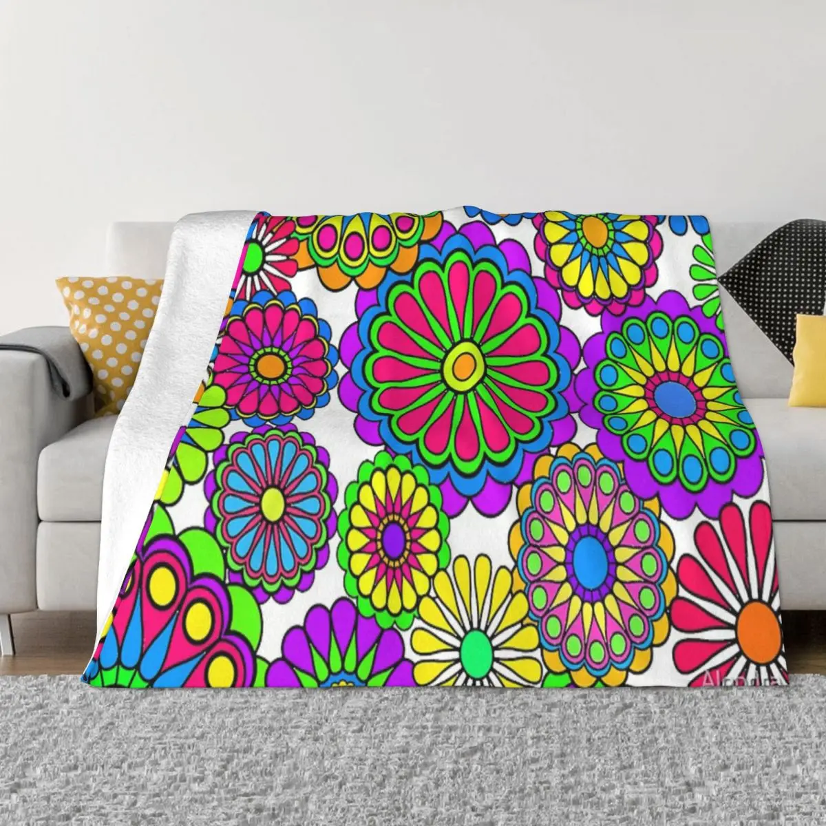 Happy Hippy Flowers Coperta Copriletto Sul Letto Coperta Kawaii