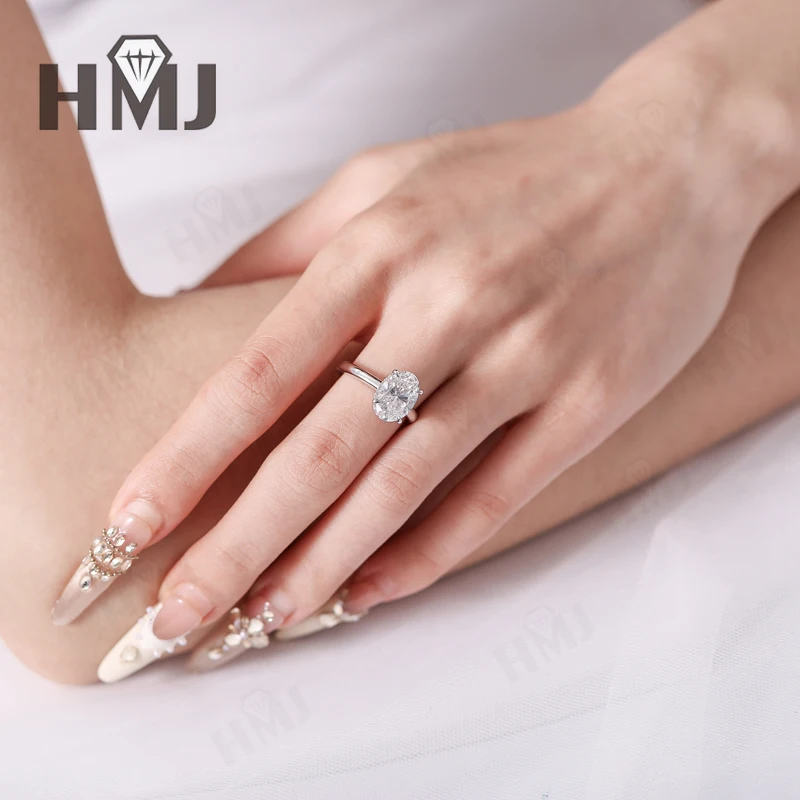 1ct/2ct/3ct Laborgezüchteter Diamantring D-Farbe Rund/Oval/Kissen/Radiant-Schliff 10k/14k/18k für Damen Jubiläumsgeschenk Ehering – Detail 26