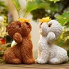 Dog Statues Light Outdoor Decor Solar Teddy Statue Garden Decorations Solar Dog Ornaments for Patio, Lawn, Yard Art Decoration 2
