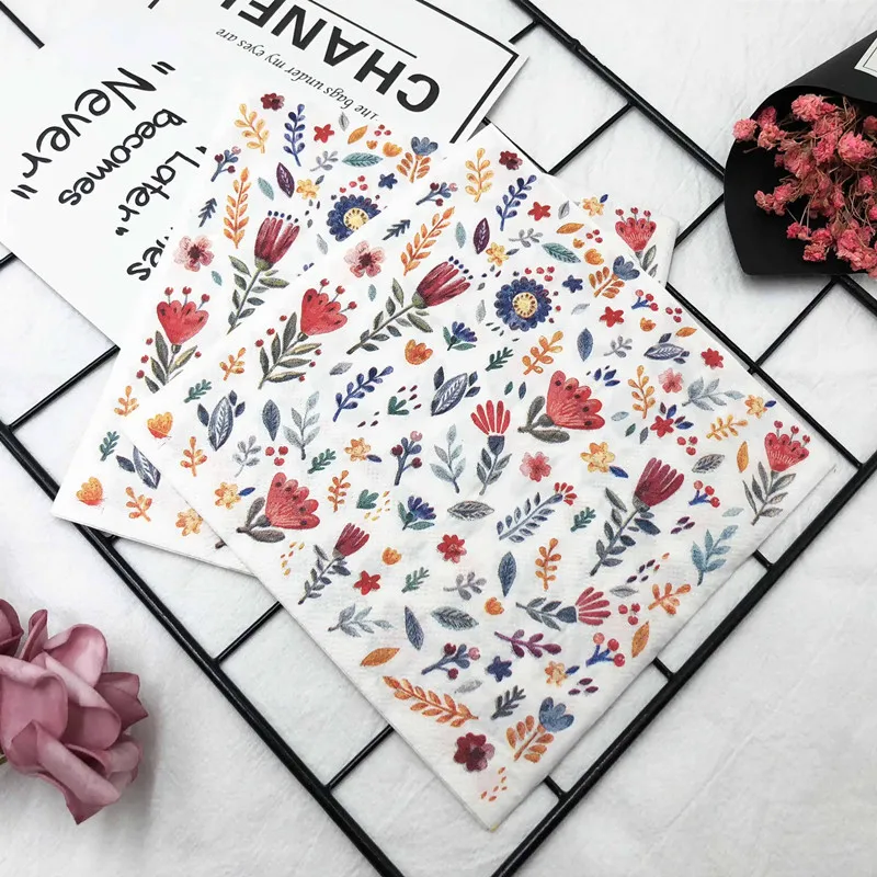 Flower Printed Paper Napkin Colorful Square Paper Towels Birthday Decoration Floral Facial Tissue Hotel Table Servilletas Papel