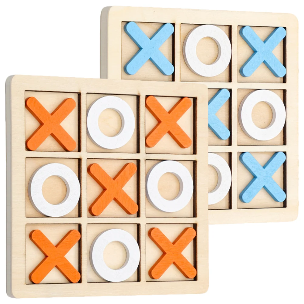 

2 Sets Checkerboard Wooden Toe Child Woody Toy Chess Family Games Wodoen