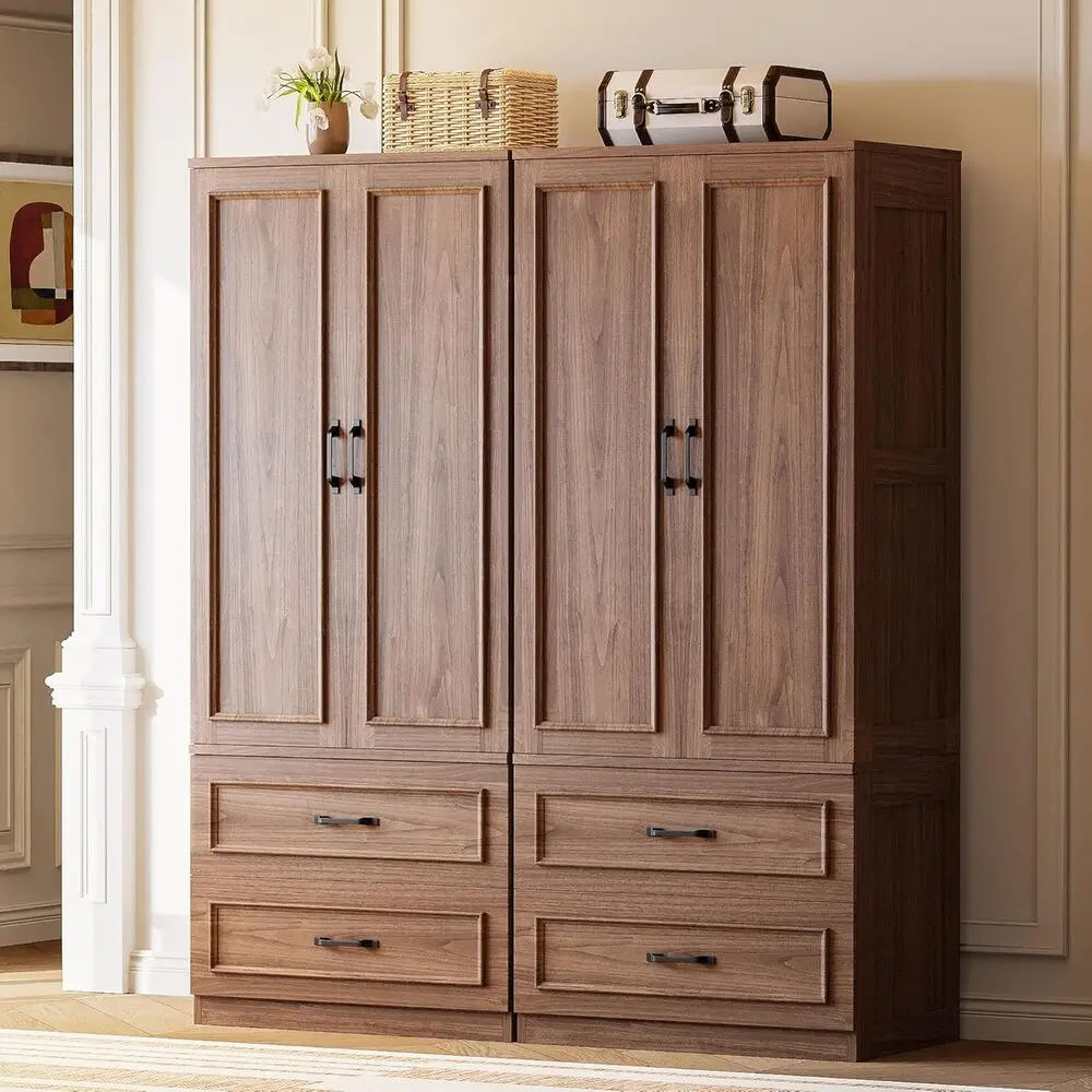 LIKIMIO Armoire Wardrobe Closet with 2 Doors and 2 Drawers 70 2