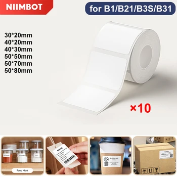 10 Rolls Niimbot Thermal Label Paper White/Transparent Self-adhesive Anti-Oil Tear-Resistant Label for B1/B21/B3S/B31 Printer 1