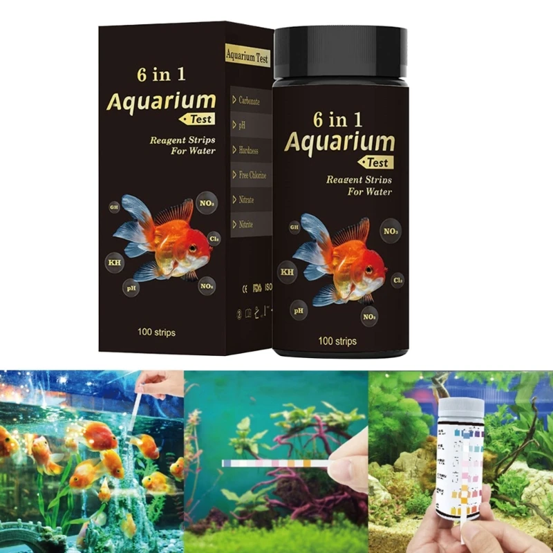 Test Strips 6 in 1 Swimming Pool Aquarium for Total Hardness Alkali Ph Nitrates M68E aquarium test strips