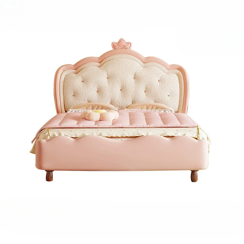 Pretty Modern Girls Double Bed Frame Elegant Princess Cute Light Luxury Children Bed Loft Villa Kinderbett Bedroom Furniture 6