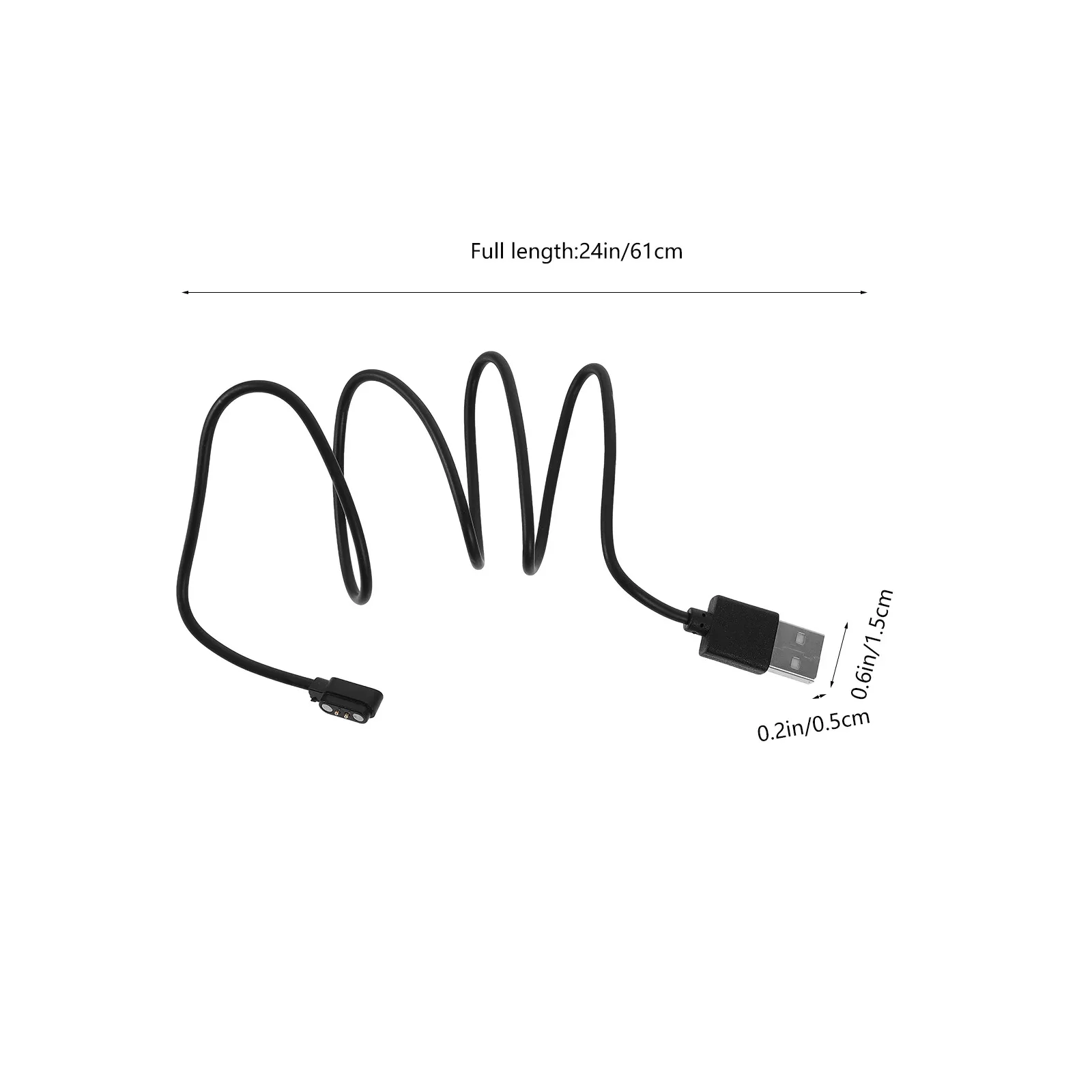 2Pcs 스마트워치 충전기 마그네틱 2핀 USB 충전 케이블 안정적인 성능 오래 지속되는 내마모성 와이드 장치