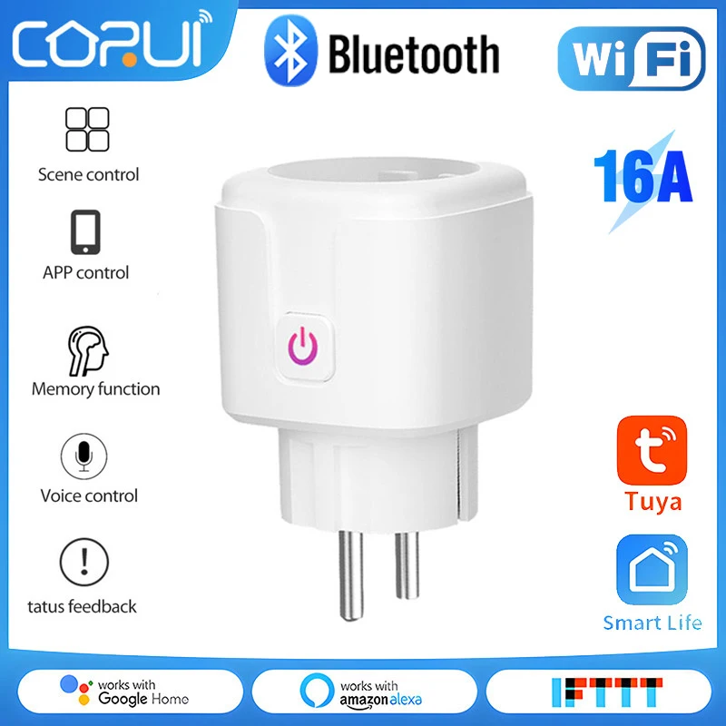 Smart Socket 16A With Power Metering Tuya Smart Mobile Control Bluetooth  Smart Germany Socket Type F With CE ROHS, Wall Sockets