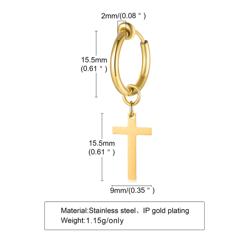 Cross 125 Orecchini A Cerchio Con Croce E Nappa In Acciaio Inox - 2 Paia, Unisex, Stile Huggie Drop, Nuovi Senza Etichette Orecchini A Goccia Acciaio Inox