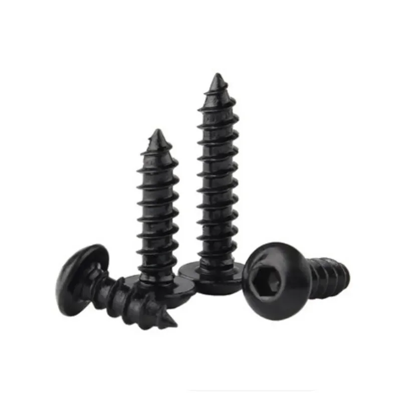 M2 M2.3 M2.6 M3 M3.5 M4 M5 M6 Black Hex Socket Button Head Self Tapping Screws 8.8 Steel Round Head Allen Tapping Screw 10-100pc