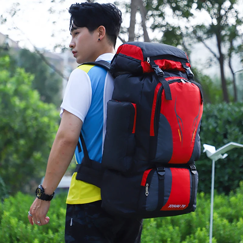 

70L Travel Backpacks Outdoor Black Women Camping Backpack Men Tactics Sports Mountaineering Fishing Water proof