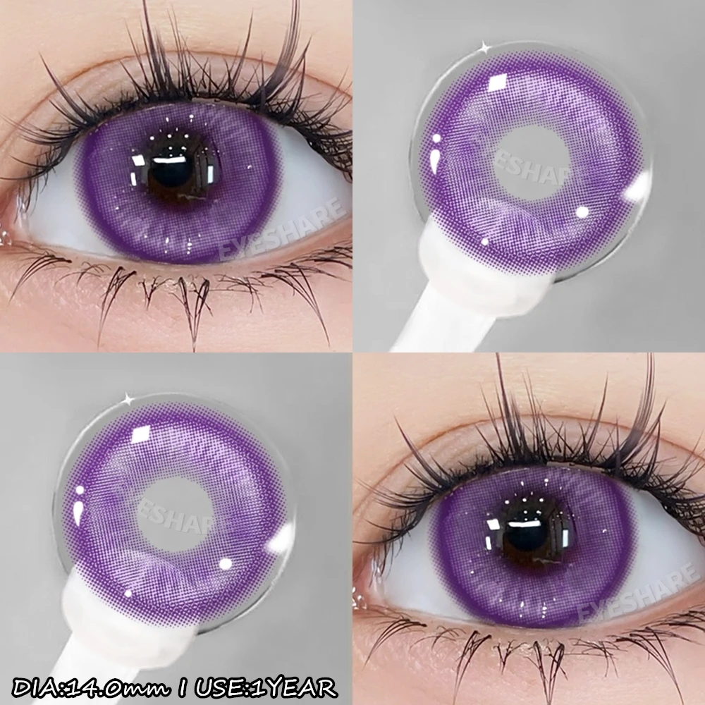 Vibrant Anime Cosplay Colored Contact Lenses - Blue & Purple Tones, Soft & Comfortable for Halloween Beauty, Red Accents, Yearly Use