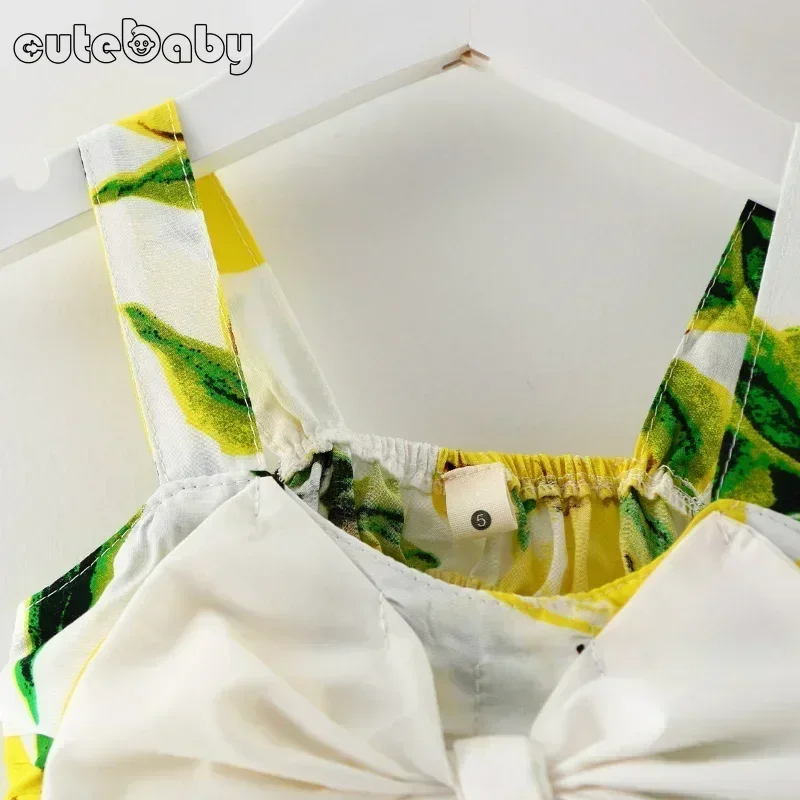 New Summer Baby Girl Dress Big Bow Infant Baby Girl Clothes Cute Print Sleeveless Newborn Infant Princess Dresses for Baby Girls