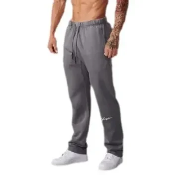 Men's Fitness Running Trousers Straight Leg Pants Heavyweight Fleece Embroidered Long Pants Skateboarding Sportswear