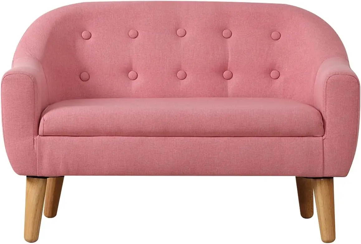 kids Sofa,Linen Fabric 2-Seater Upholstered Couch,Small Toddler Couch for Children Gift(30-Inch) (Pink)