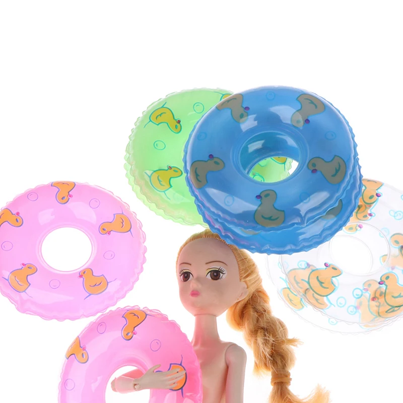 2Pcs Dollhouse Miniature Swimming Ring Cute Duck Bathing Float Lifebelt Model Kids Pretend Play Toys Gift Dolls Accessories