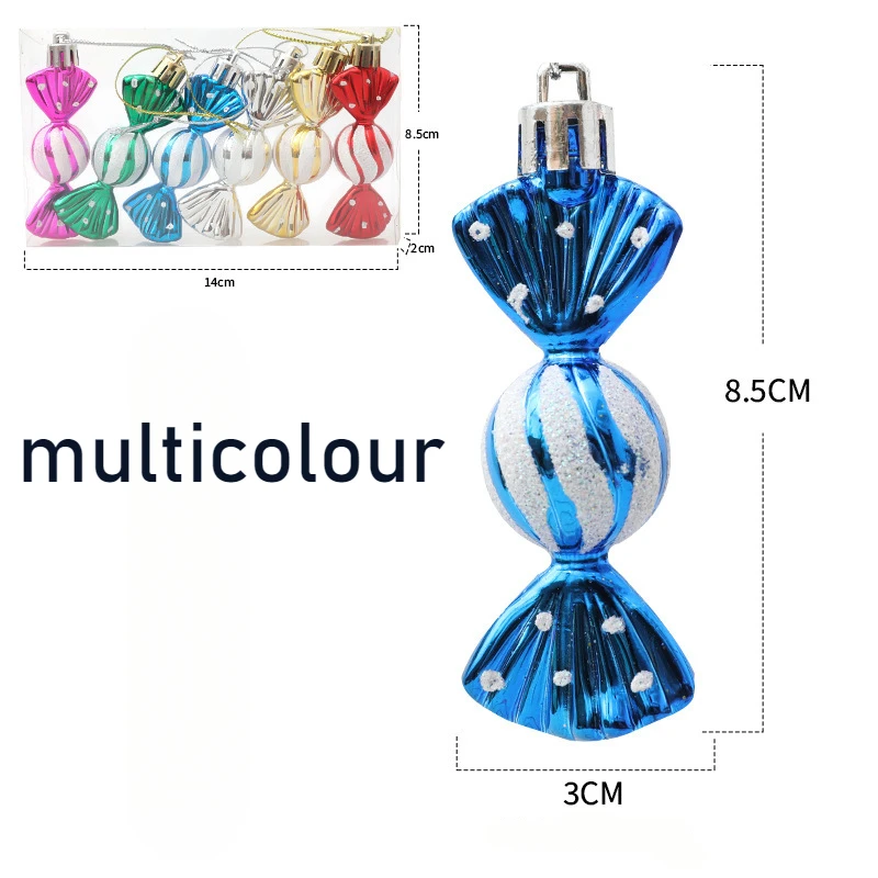 6PCS/Box DIY Christmas Tree Decoration Pendant Christmas Decorations Electroplating Candy Xmas Ball Window Door Hanging Ball Happy New Year