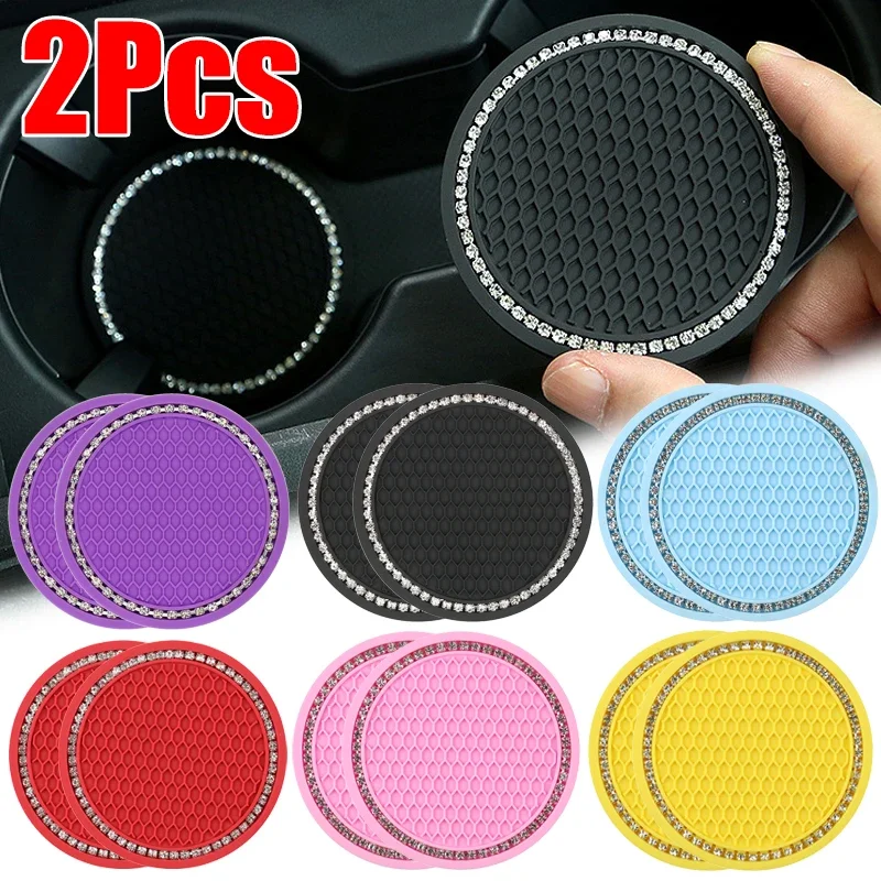 Car Coaster Anti-slip Pad Silicone Water Cup Holder Round Heat Insulation Mat Gadgets 2PCS Car Interior Accessories