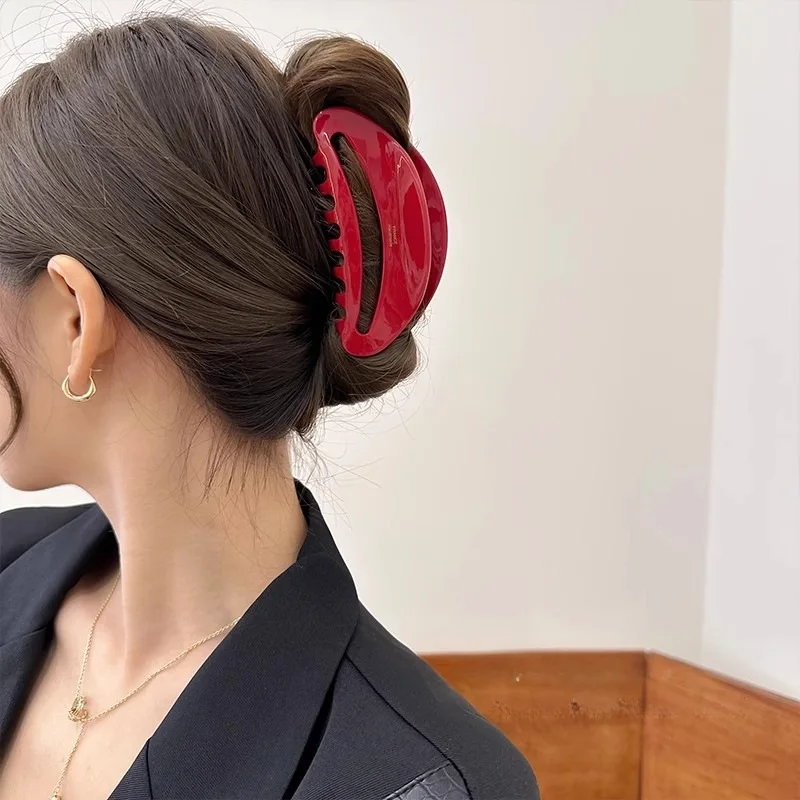 Muweordy Red Series Hair Clip Acetate Claw Clip Large Size Hair Claw Temperament Hair Clips for Girls Hair Accessories for Women