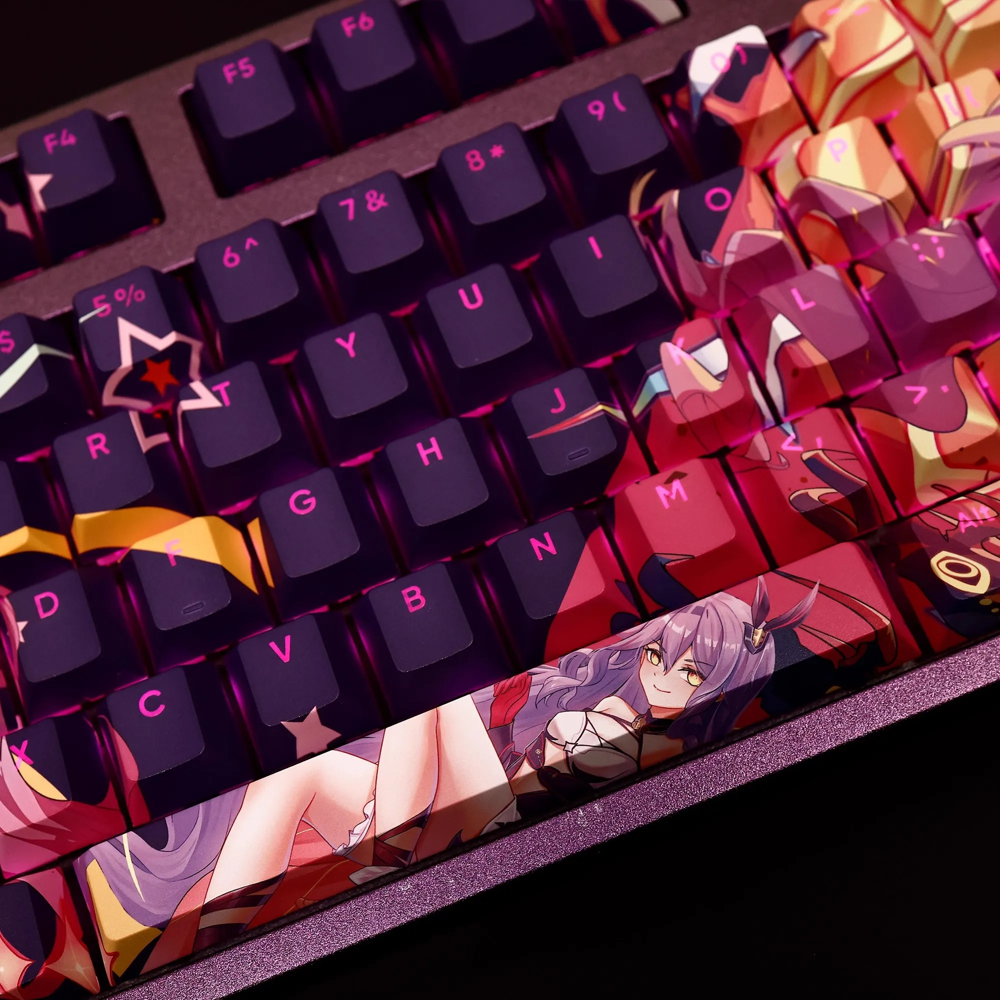 Anime Gaming Keyboard Key Caps Keycap Keycap Pbt Dye Subbed Keycaps para Ansi 61 87 104 108 Impacto Sirin 108 Chaves Set - Imagem 6
