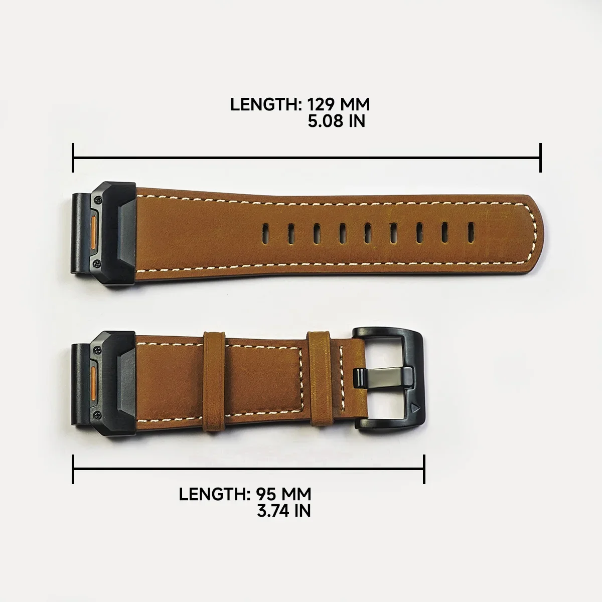 Genuine Leather Watch Band with QuickFit Clasp - Premium Strap Bracelet, 22mm/26mm