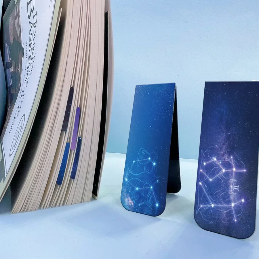 12 Pieces of Magnetic Bookmarks, Space and Starry Sky Bookmarks, Magnetic Folder Tags, Book Enthusiasts