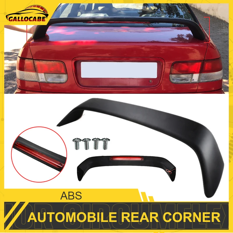 

Spoilers Lamp Accessories Car Styling For 1996-2000 Honda Civic 2DR Primered Car Rear Trunk Spoiler Wing LED Brake Light Black