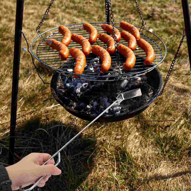 46 Cm -Es Rozsdamentes Acél Faszénhamu Gerebesség Bbq Ash Tool Rake Poker A Kamado Joe Faszén Dohányzó Fa Égő Kályha (Ezüst) - Image 4