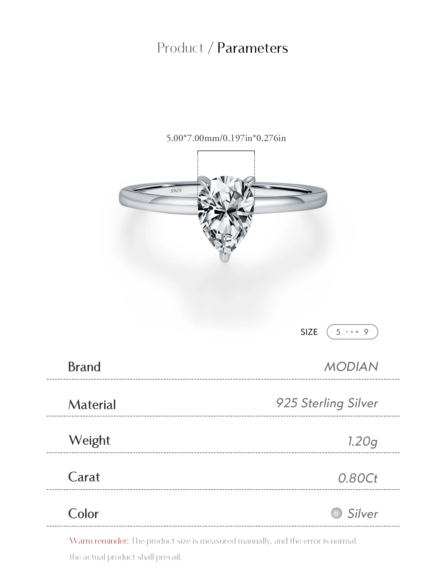 MODIAN D Color Pear Cut Moissanite Ring 925 Sterling Silver Water Drop Lab Diamond Wedding Rings For Women Wedding Fine Jewelry