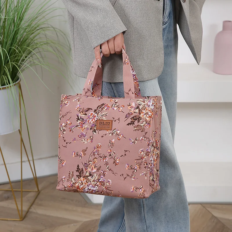 Vintage-Handtasche mit großem Fassungsvermögen und Lunchbox-Aufbewahrungstasche für Arbeit, Pendeln, Einkaufen, tragbare Mutter-Stoff-Einkaufstasche – Detail 19