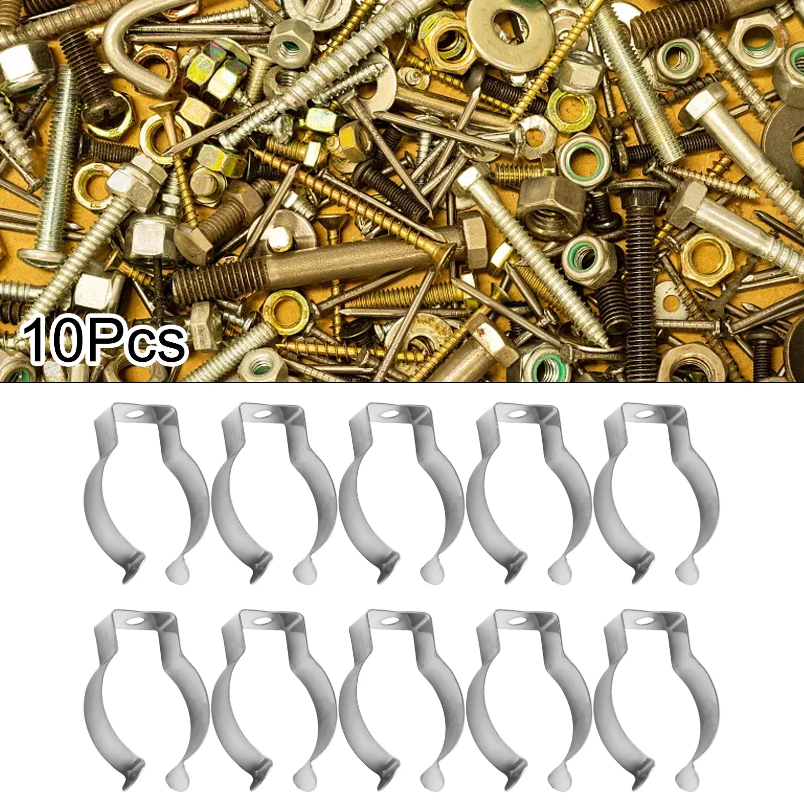 10pcs Spring Terry Clips Stainless Steel Narrow Base Tools 6mm-28mm Heavy Duty Tools Storage Hangers For Garages Sheds Hardwares