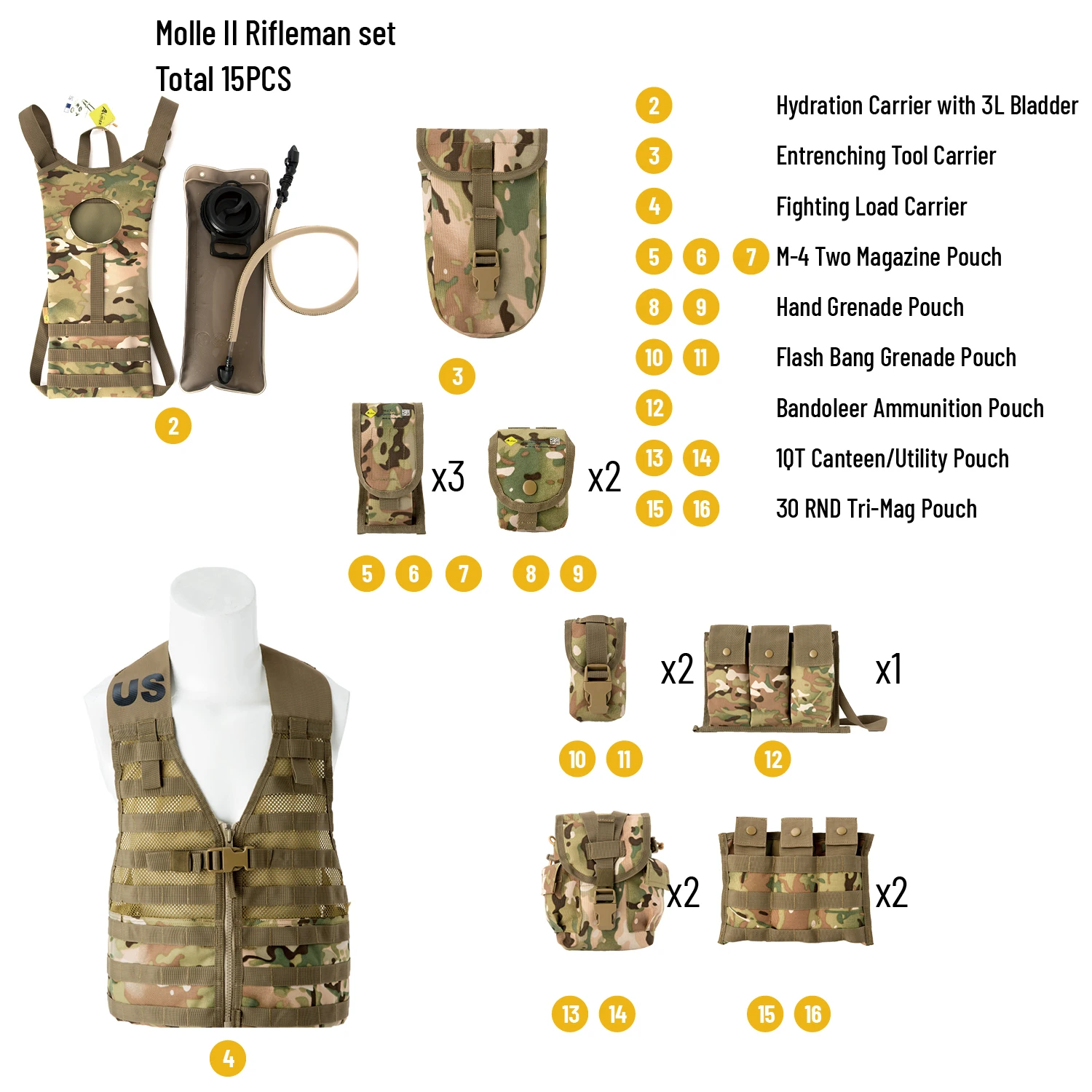 MT ミリタリー MOLLE 2 アーミー ベスト タクティカル ライフルマン