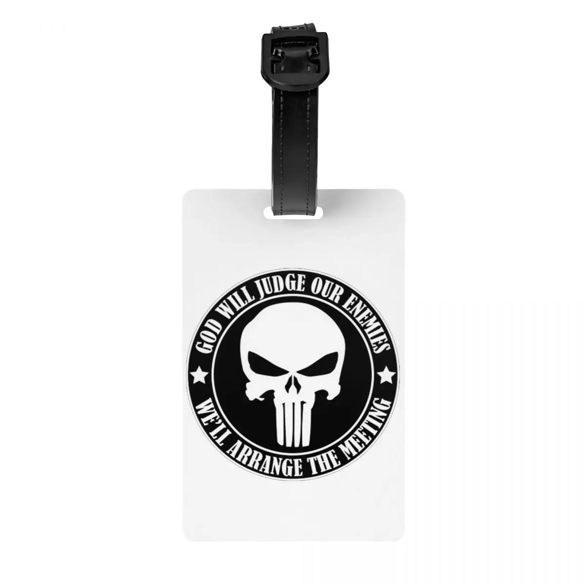 

God Will Judge Our Enemies We Will Arrange The Meeting Luggage Tag Punishers Skeleton Cover ID Label for Travel Bag Suitcase