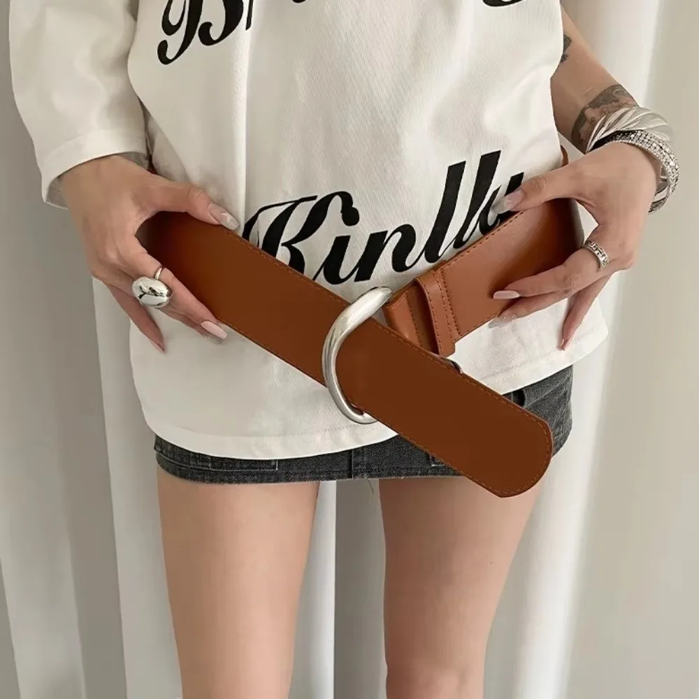 Retro verstellbarer breiter Gürtel Leder weiß Taillenmieder Taillengürtel Damen – Detail 4