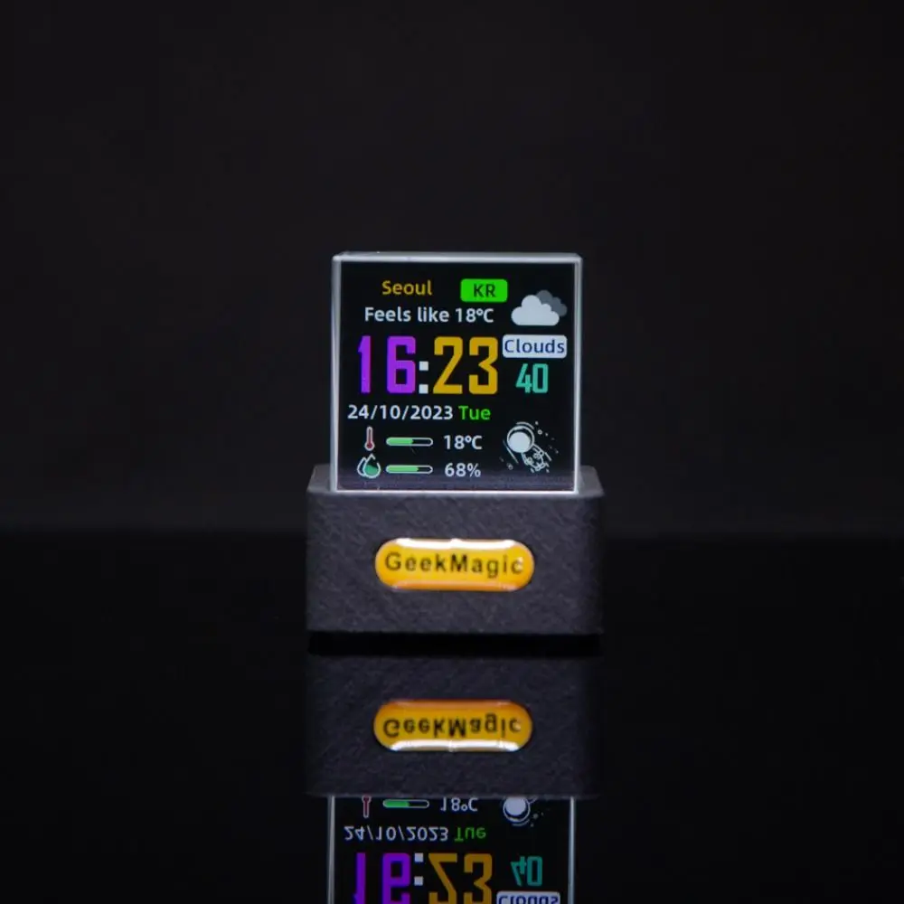 GIFTV Smart Weather Station Crystal Cube Holographic Digital Clock with GIF Animations GeekMagic Creative Gift digital clock weather clock lcd digital clock digital desk clock digital table clock