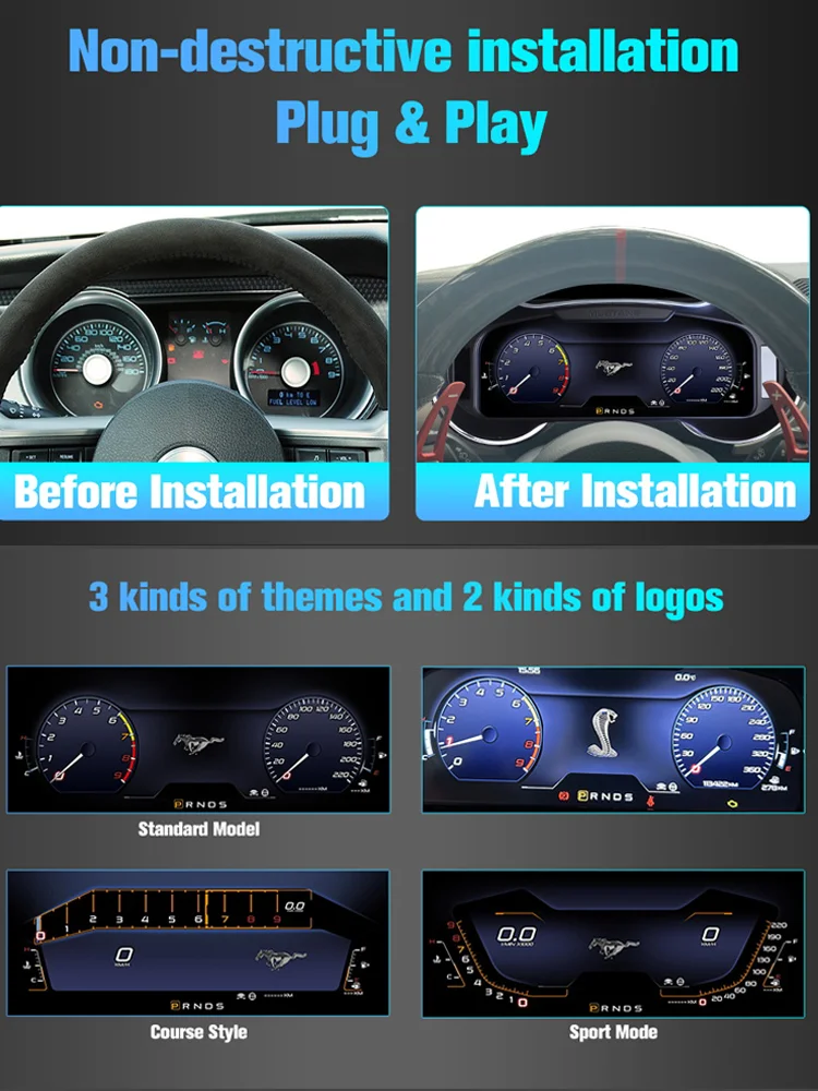 Digital Instrument Cluster For Ford Mustang 2015-2021 Carplay,Speedometer,Dashbo